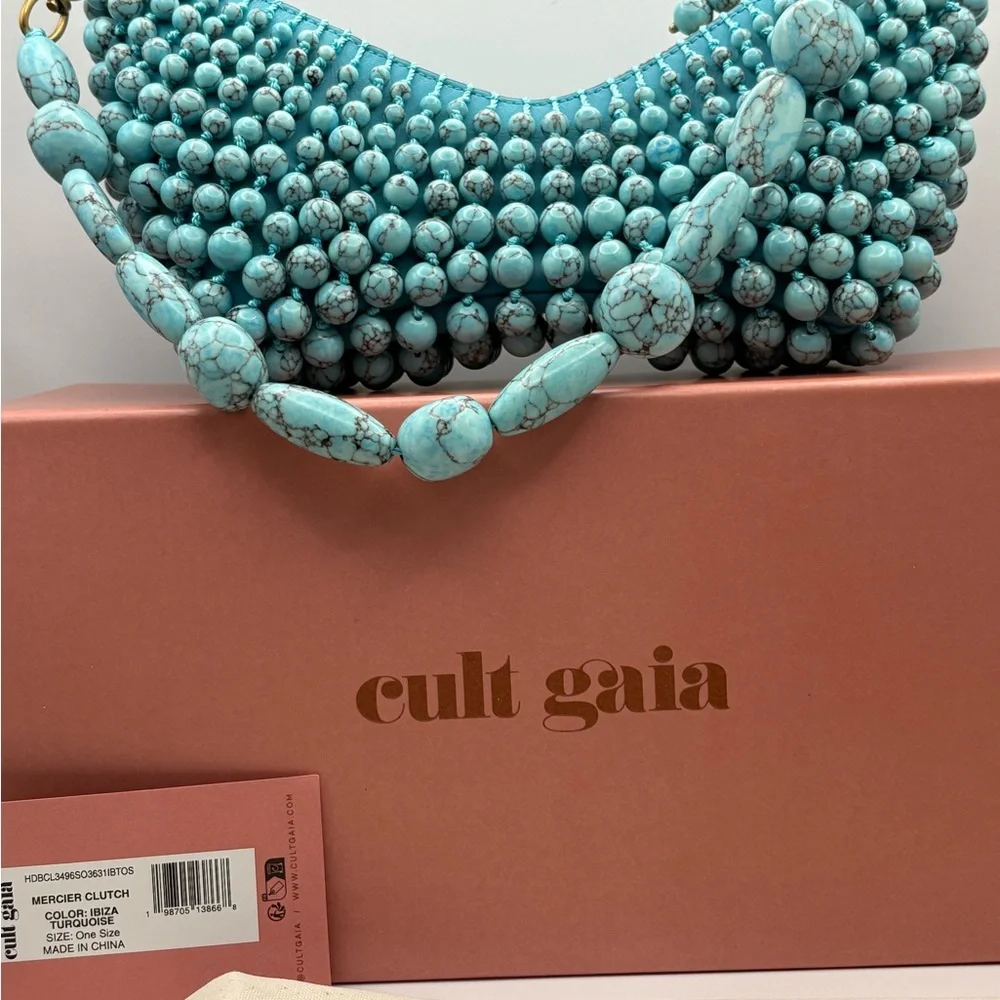 cult gaia Turquoise Mercier Clutch Multi-Bead Shoulder Clutch NWT - Picture 1 of 5